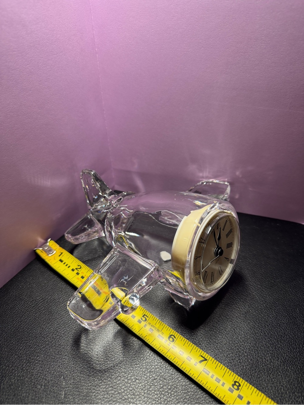 Clear Crystal Airplane Table Clock